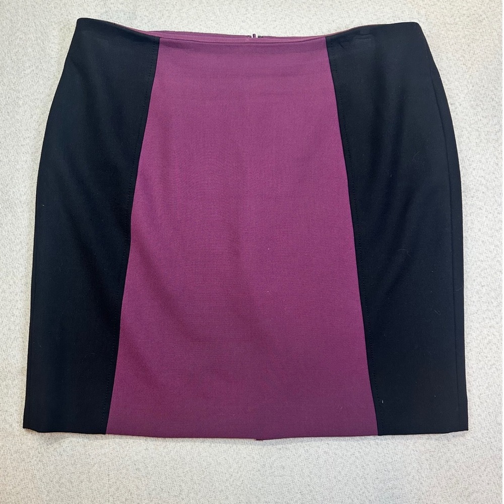 Halogen Mini Skirt Womens 16P Purple Black Colorblock Stretch Pencil Chic Career